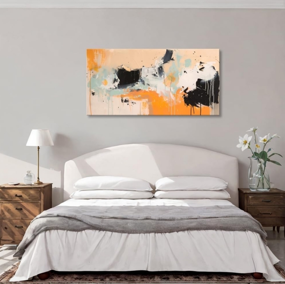 Abstract Orange & Black Ink Canvas โ 20"x40" Wall Art - Picture 10 of 10